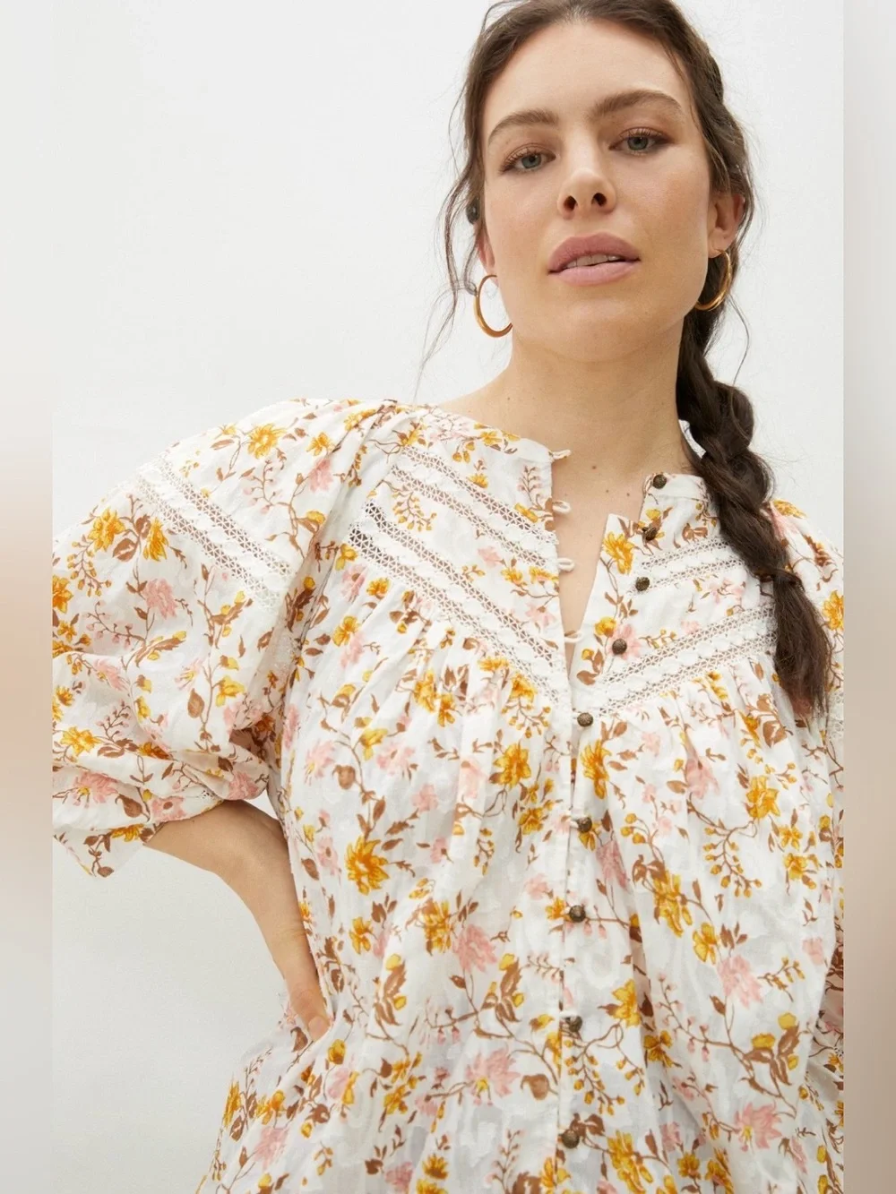 Anthropologie Harmony Floral Lace Peasant Blouse